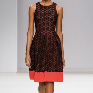 Tenax Made in Italy Navy Red Floral Lace Cocktail Party Dress Size Small